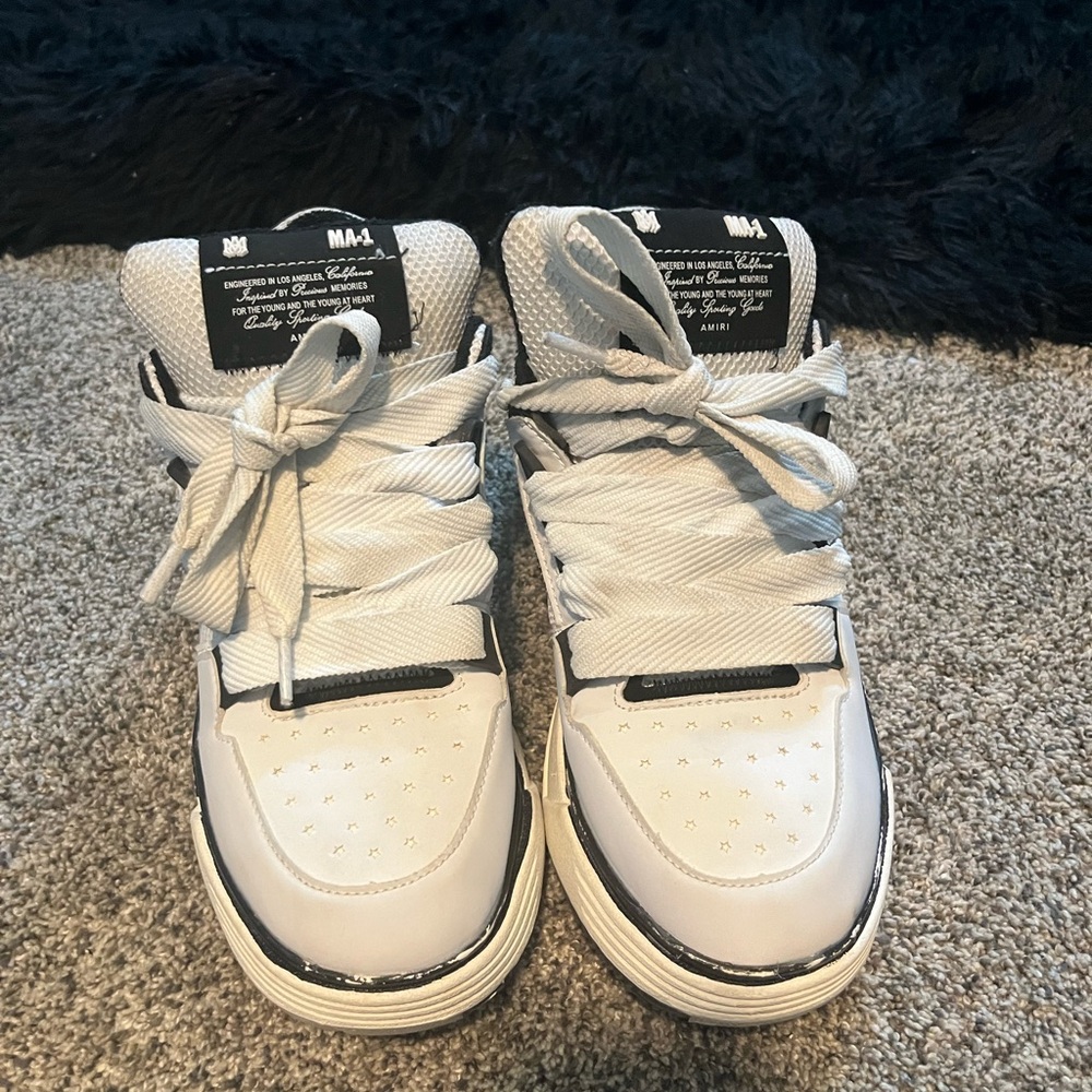 Kids White and Black High-Top Sneakers